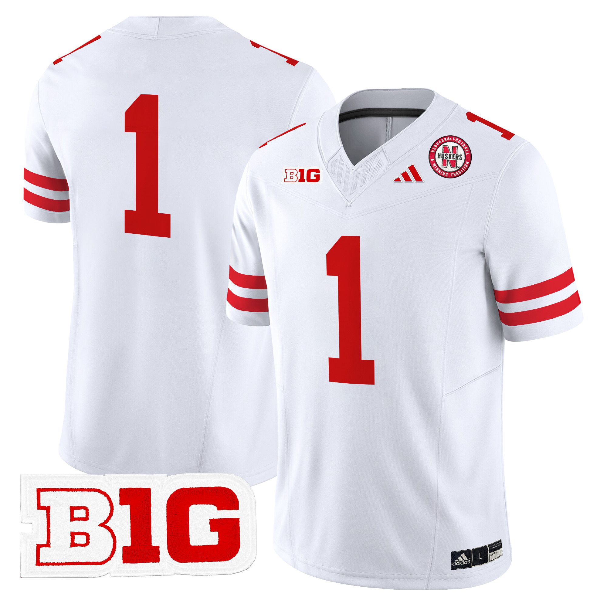 Men Nebraska Cornhuskers #1 No Name White 2024 Vapor Limited NCAA Jersey